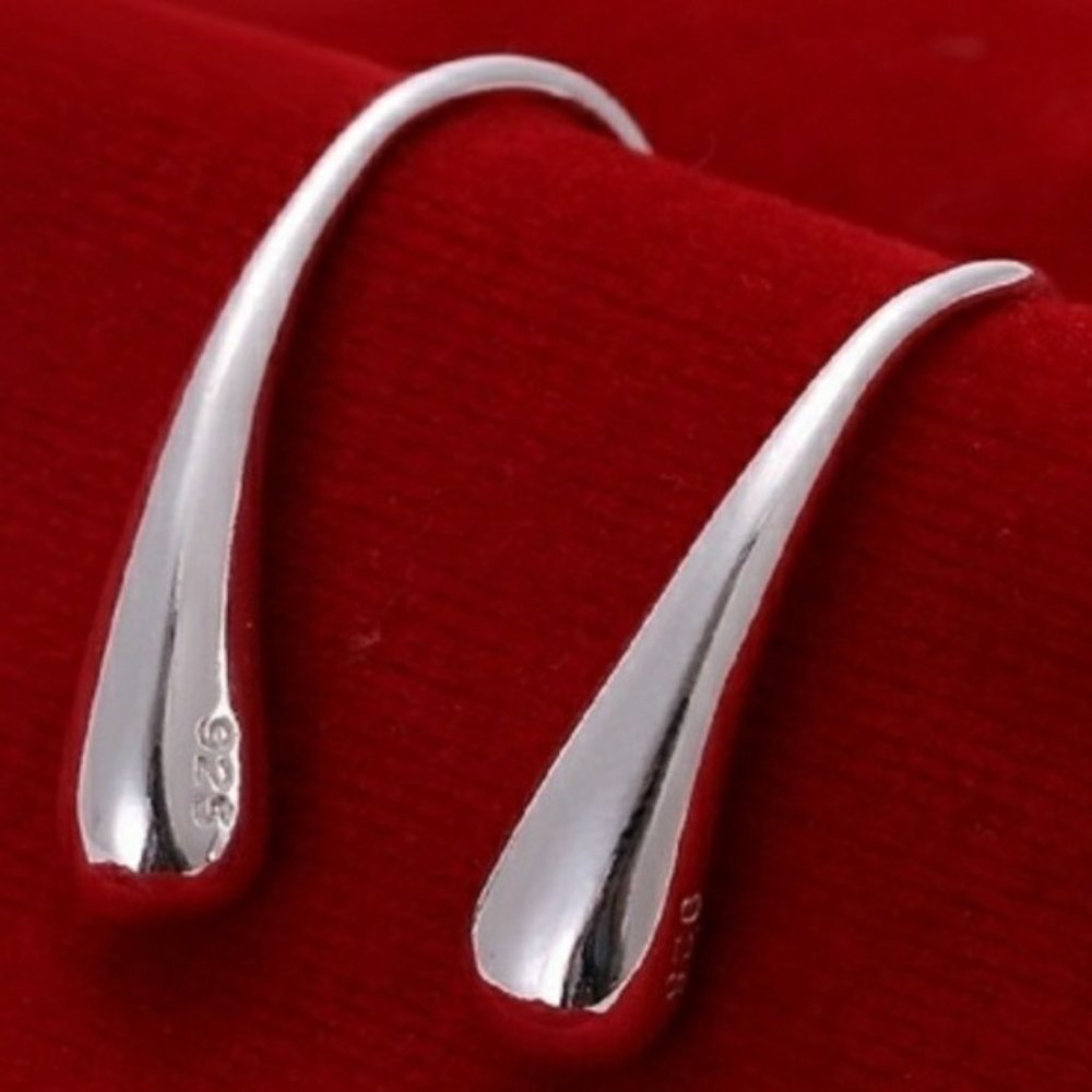 Silver Water Drop Earrings - Picture 1 of 3